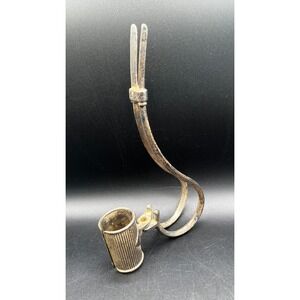 Vtg Brevettato E.P. Zing Italy Silver Plate Wine Bottle Holder 8.5" Handle